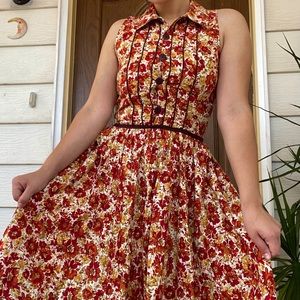Vintage red/orange/yellow/white floral dress